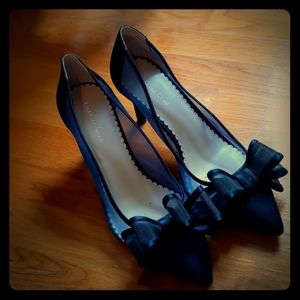 Navy heels with big bow